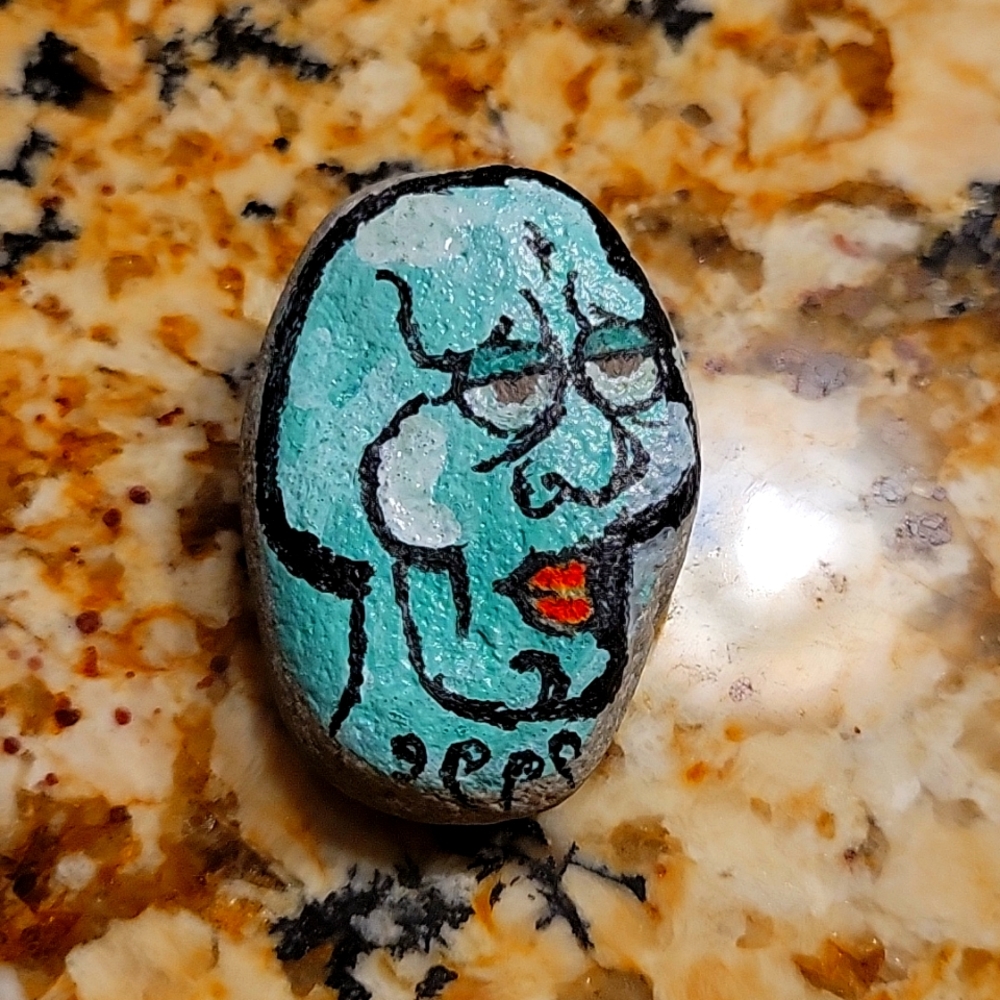 Handsome Squidward Handpainted Rock